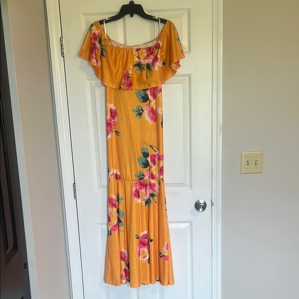 Floral Off-Shoulder Yellow Dress